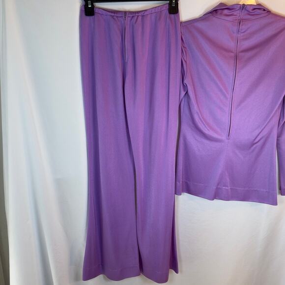 Y2K Vintage Lavender Bell Bottom Pantsuit – Manning Silver Disco Set XS/S - Picture 9 of 10
